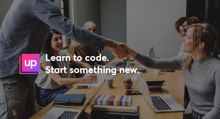 Logo von Upleveled. Learn to code. Start something new.